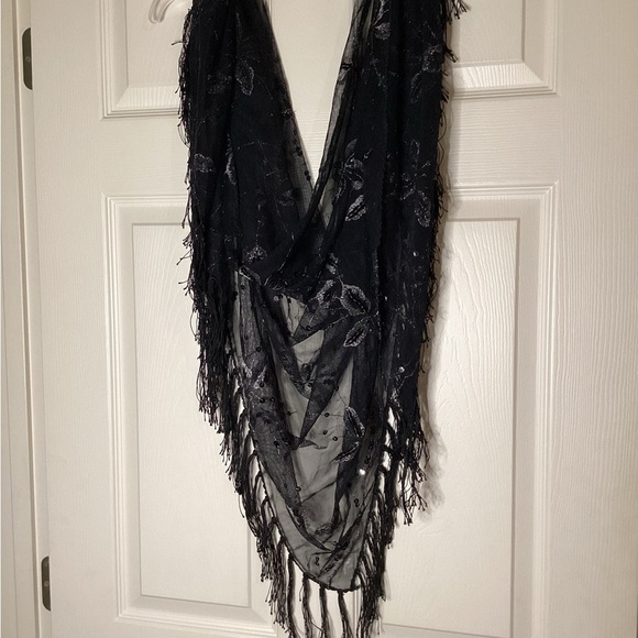 Women’s Black Sequin Scarf / Wrap - Picture 2 of 7